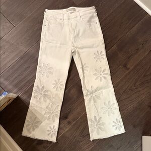 Liverpool White Floral Women Flare Jeans